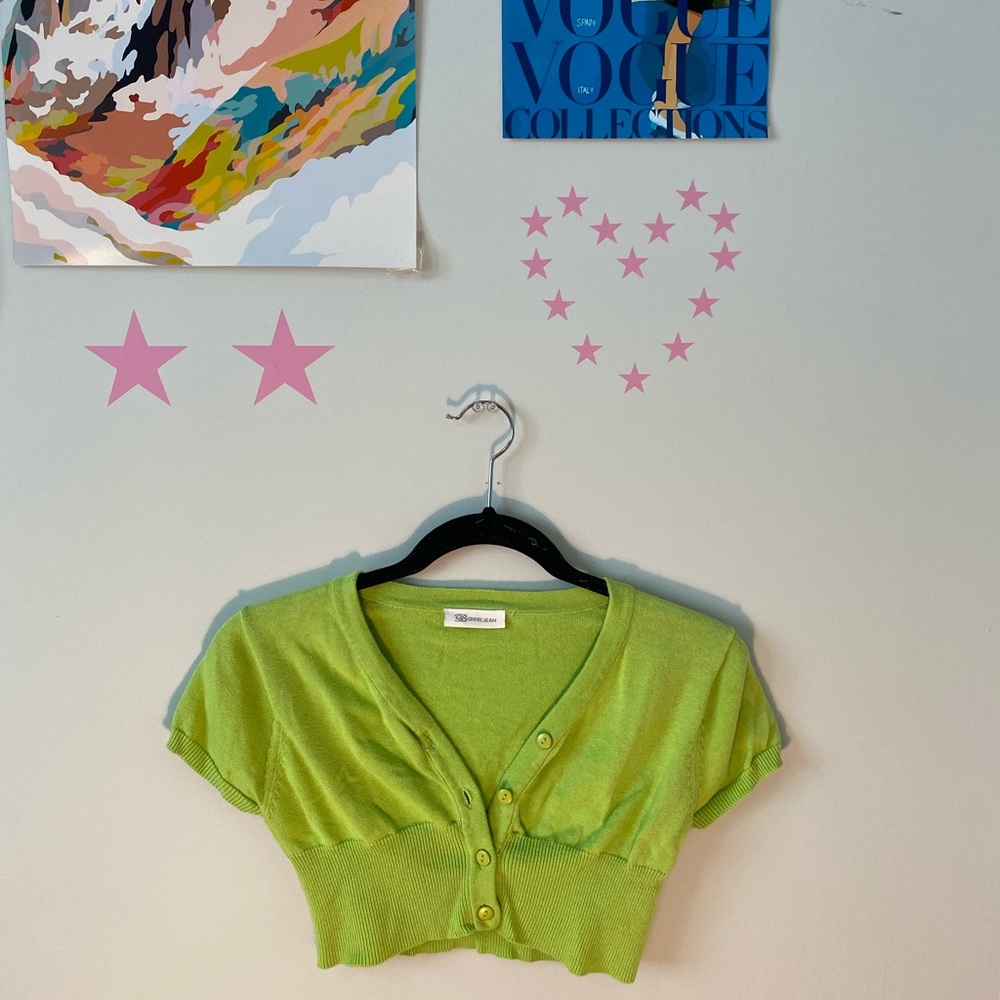 Green cropped sweater